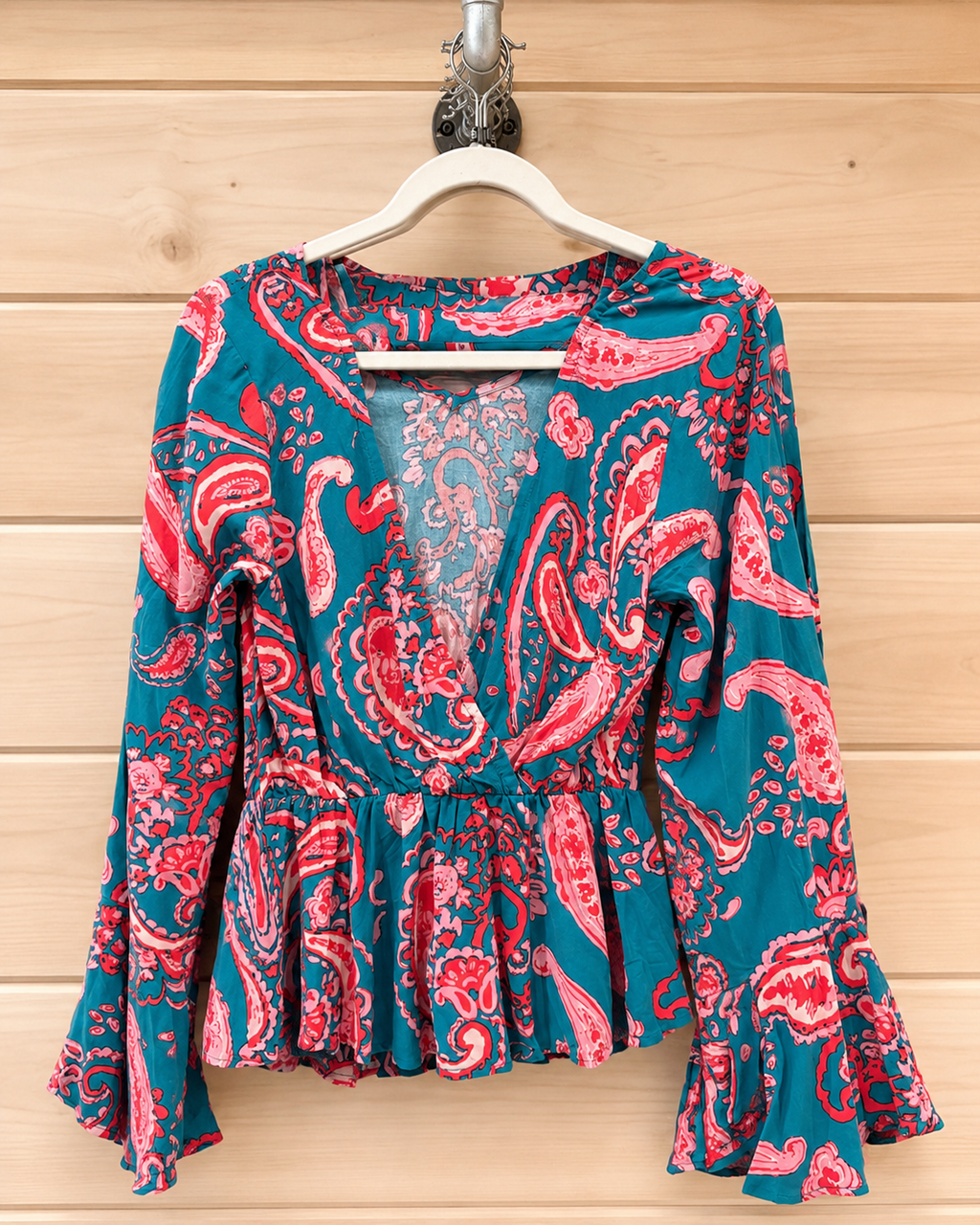 Emily Wonder  Bell Sleeve Paisley Top