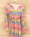 Emily Wonder  Bell Sleeve Multi Colored Print dress